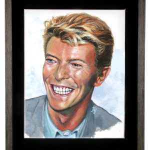 Original portrait painting of David Bowie. Painting size = 11" x 14" (28 x 36 cm). Framed size = 15" x 19" (38 x 48 cm)