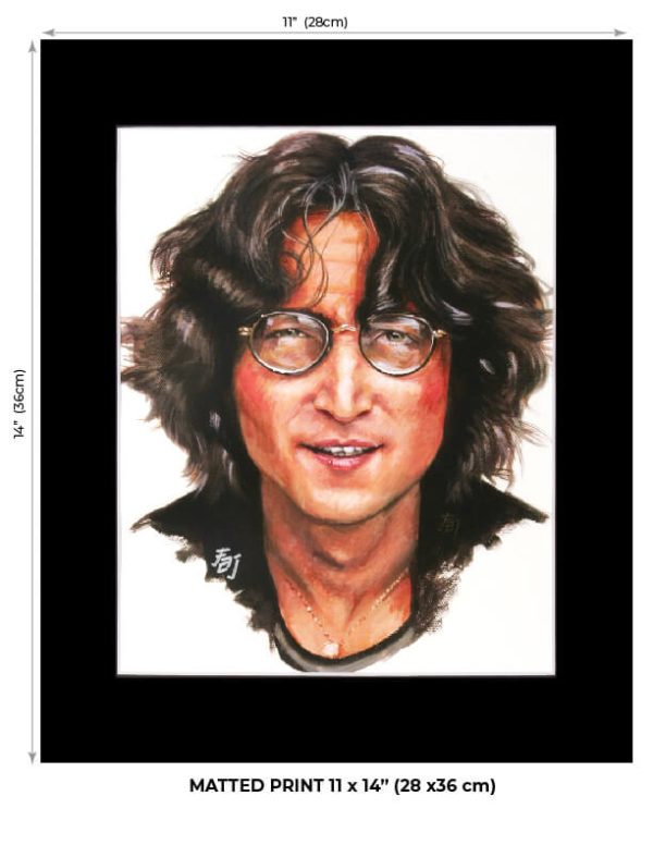 John Lennon Matted Portrait, Print Reproduction from Original Painting. 11 x 14 " (28 x 36 cm)