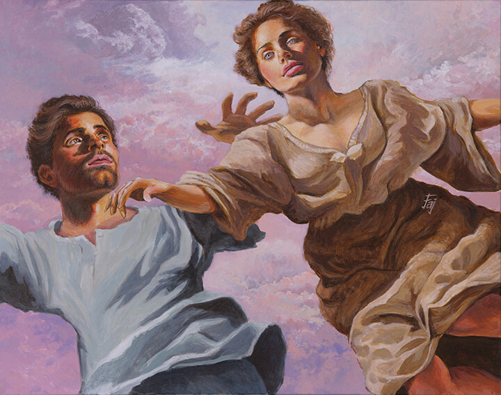 Man & Woman Flying 20" x 16" acryilic on canvas